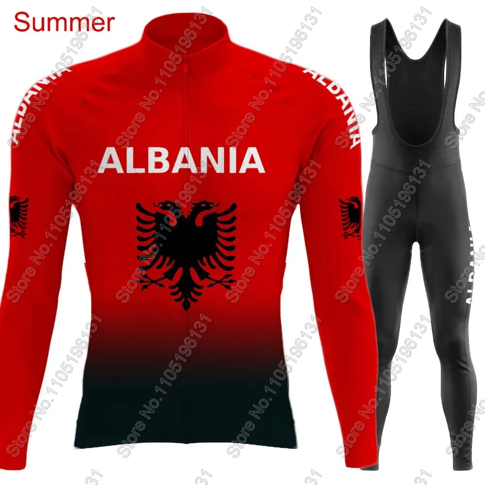 Albania National Team 2026 Cycling Jersey Set Long Sleeve Red Cycling Summer Winter Clothing Road Race Bike Jacket Suit MTB Ropa view 3