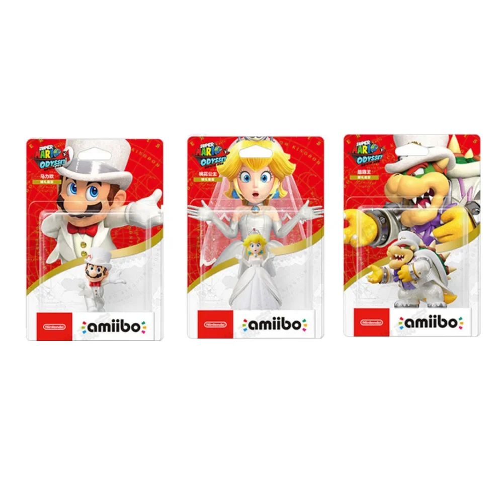 3D Super Mario Bros Figure  Amiibo for Switch NS Goomba Game Peripheral Wedding Dress Mario Bowser Peach Children Collection Toy