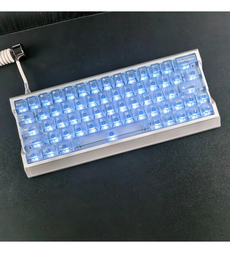 Light blue fog transparent keycaps for EV63 from Ace68 little bee made68 front X87 night devil ATKRS6