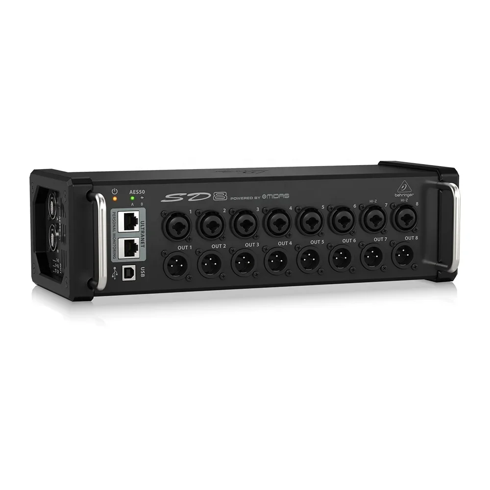 Behringer SD8 Digital Stage Box 8 Inputs & 8 Outputs Music Equipment Ultranet Integration With Powerplay P16 Systems