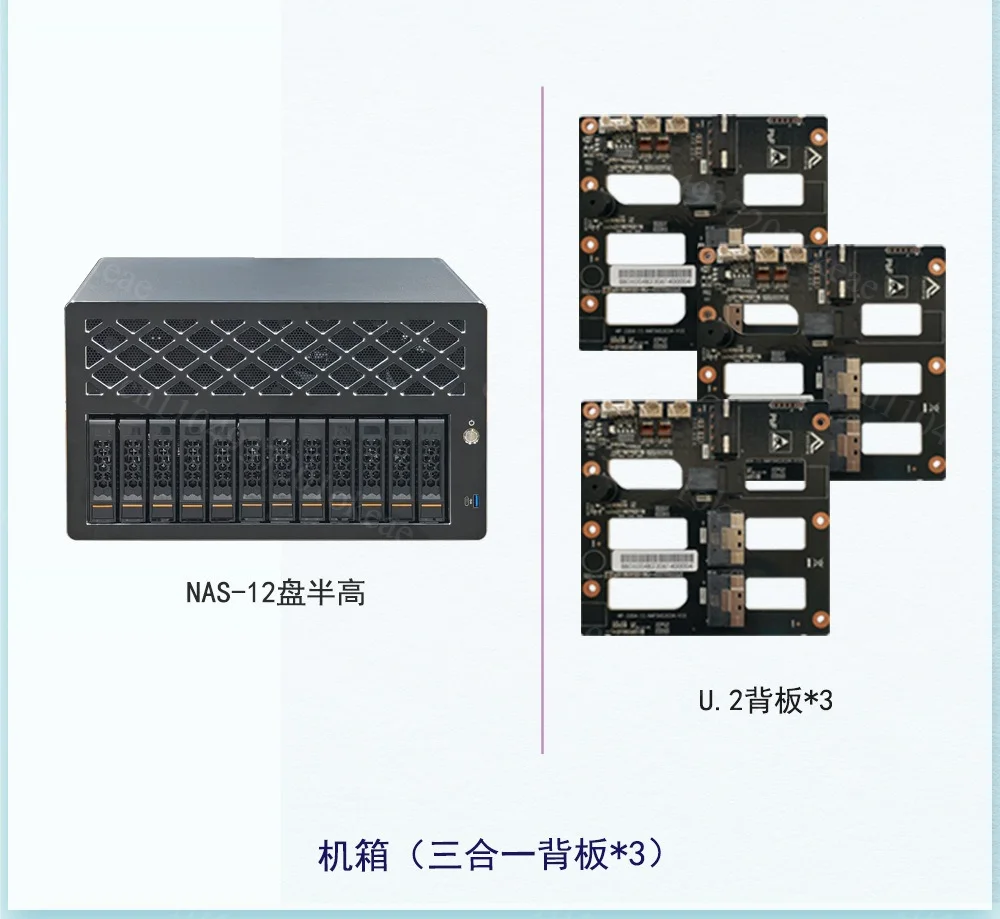 12 Bay NAS Storage Chassis Support ATX Motherboard Low-profile PCIe Slot Small 1U PSU Hot Swap Server Case