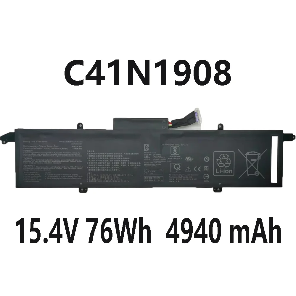 C41N1908 15.4V 76Wh 4940mAh Laptop Battery For ASUS ROG Zephyrus G14 GA401II GA401IU GA401IV GA401IV-BR9N6  C41PQ05 Series