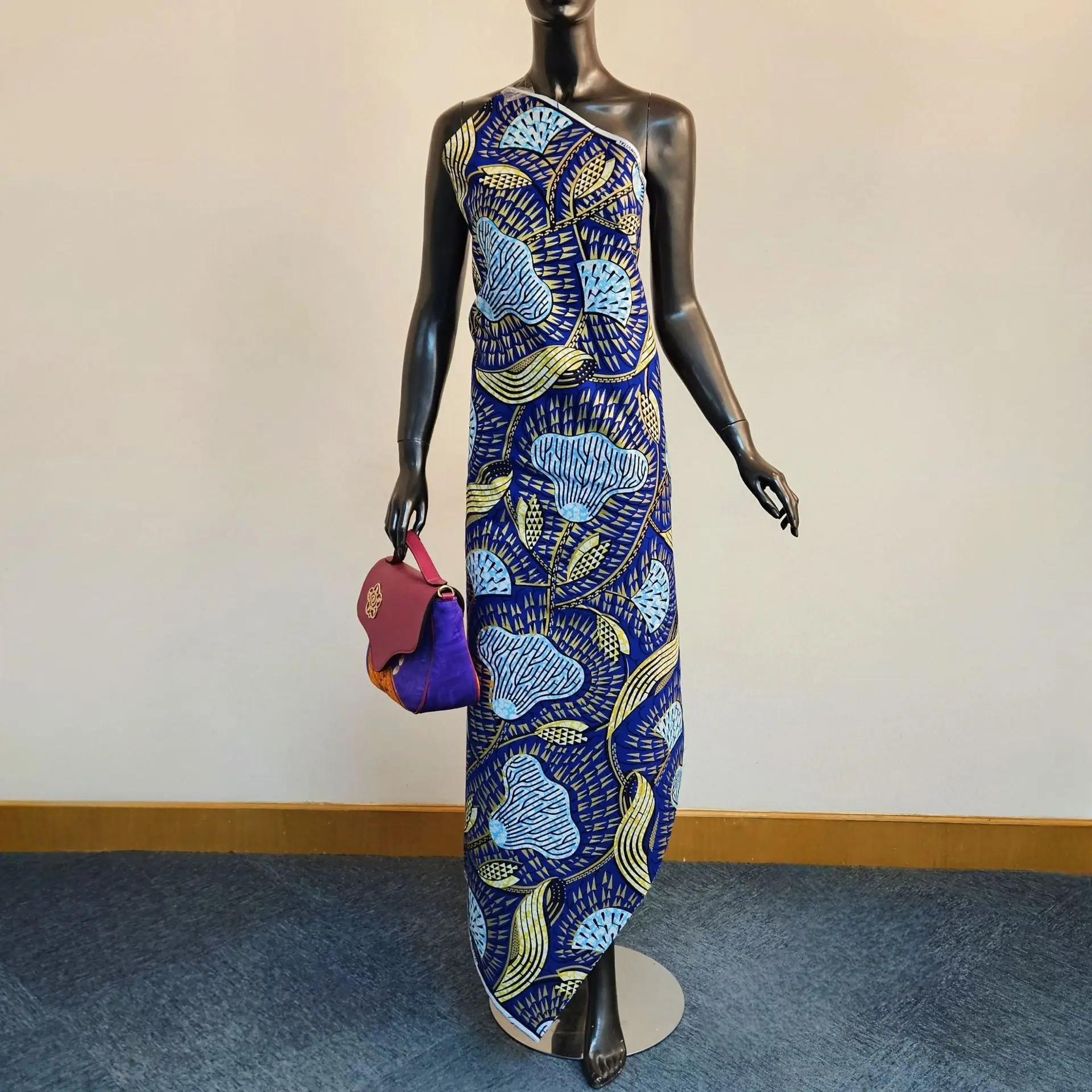 

Синяя хлопковая африканская восковая ткань, батик, ткань для шитья своими руками, весна-лето, платье, куртка, подушки, ширина 46 дюймов, длина 6 ярдов, R2940