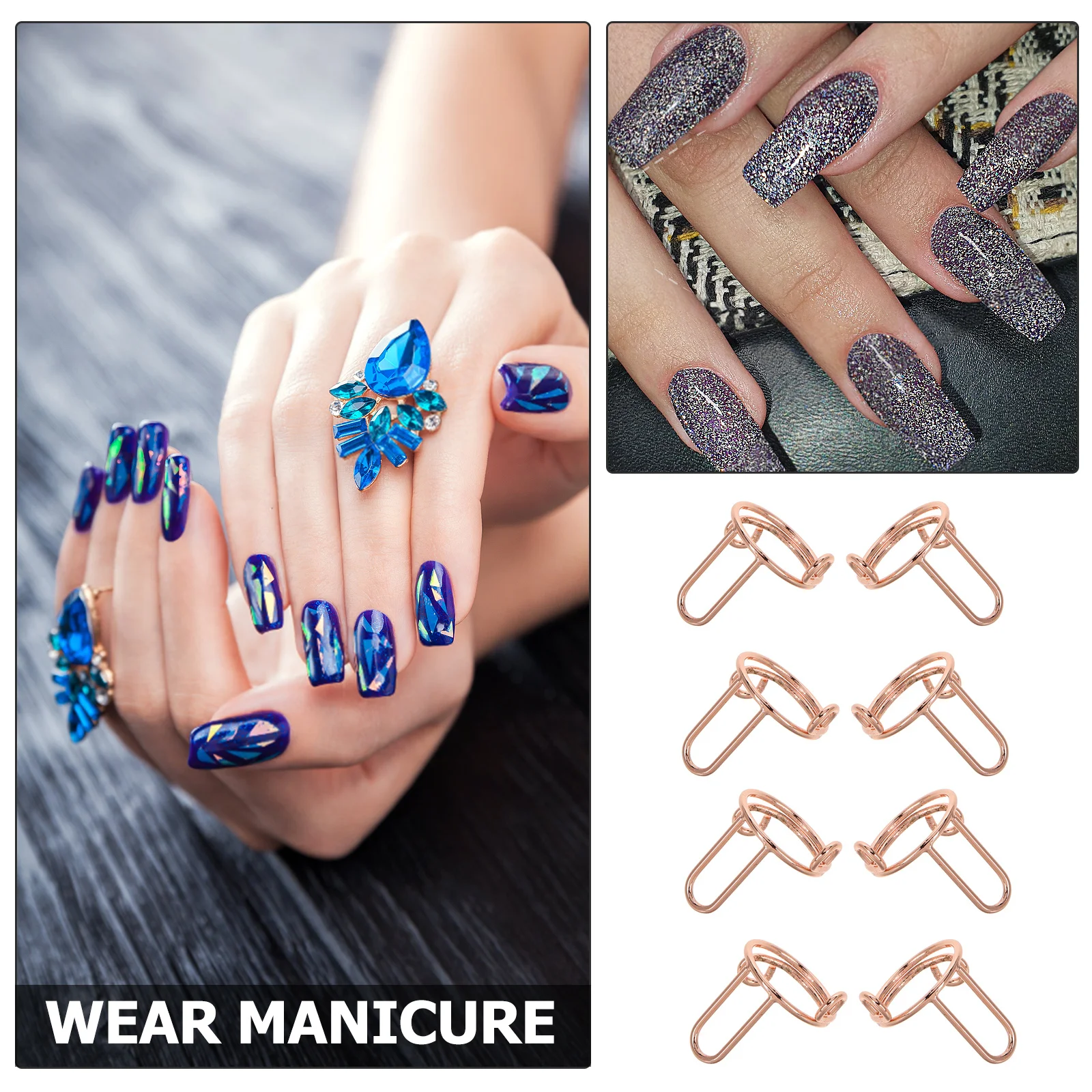 10 stuks verstelbare nagelringen verwijderbare vingertop metalen ringen nep nagelaccessoires manicure sieradenset voor kunstnagels