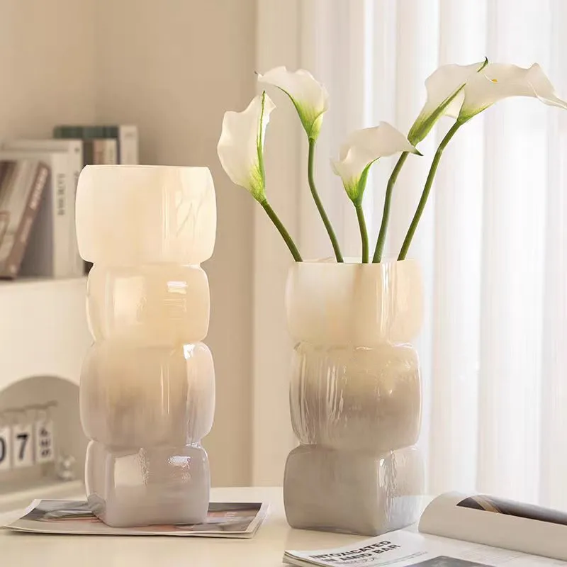 

Винтажная стеклянная ваза, высокая эстетика, гостиная, обеденный стол, ваза для цветов, украшение в стиле Ins