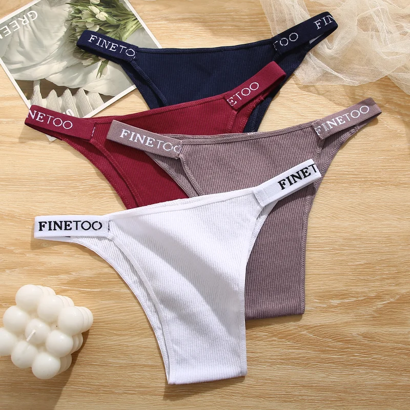 FINETOO Cotton Panties for Women Female Sexy Low Rise Briefs Pantys Ladies  Letter Belt Underwear Girls M-XL Intimates Lingerie