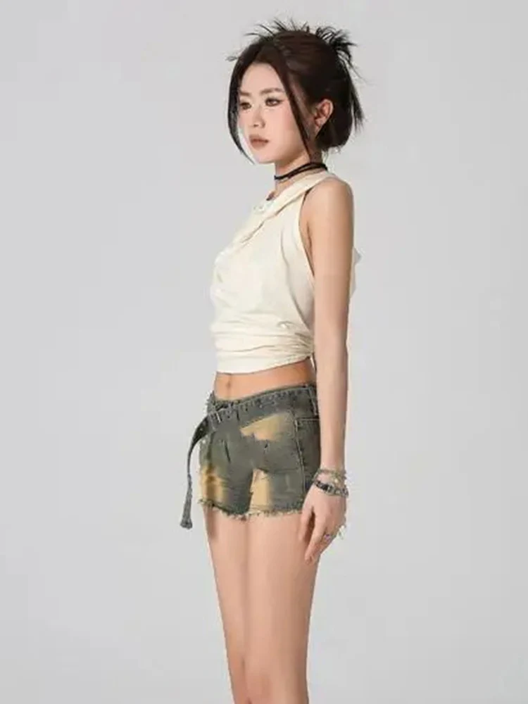 Y2k سترة 2025 ملابس نسائية مقنعين بلون مثير تيز موضة الصيف كاميس ضمادة عارية الذراعين مقنعين المحاصيل الدبابات Ropa Mujer