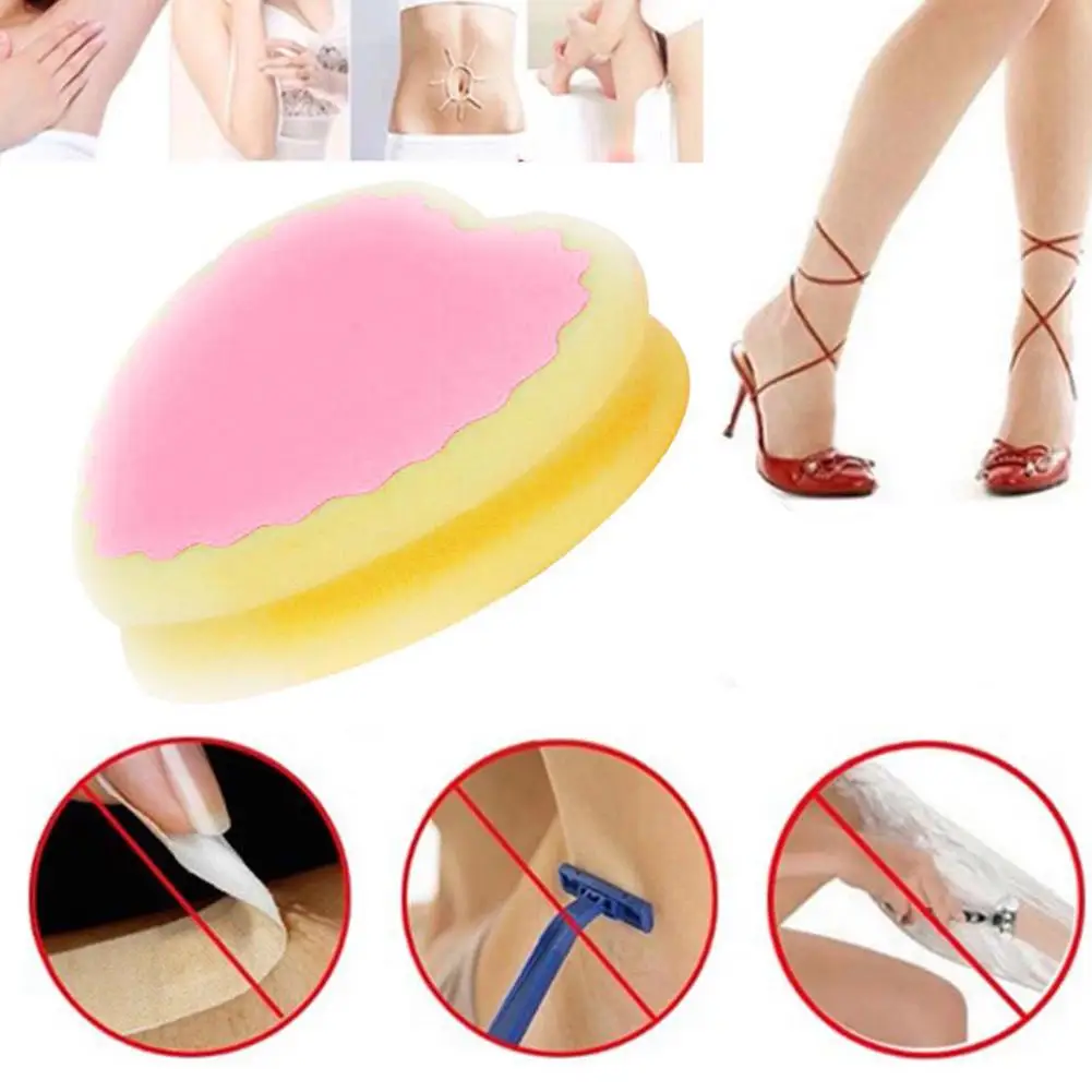 1PC Painless Hair Removal Sponge Soft Heart Water Drop Round Body Leg Hand Magic Hair Remover Reusable Beauty Tools Color Random