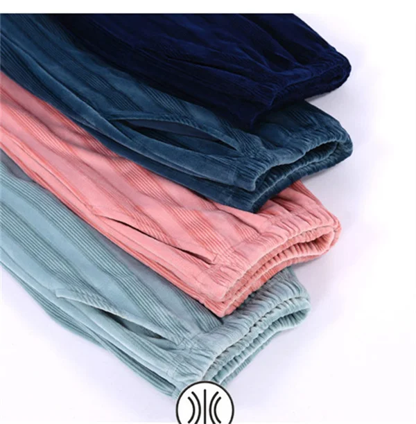 عادية الصوف المخملية منامة بانت للنساء حجم كبير الخريف الشتاء ملابس خاصة السراويل الدافئة ملابس خارجية المنزل السراويل الإناث