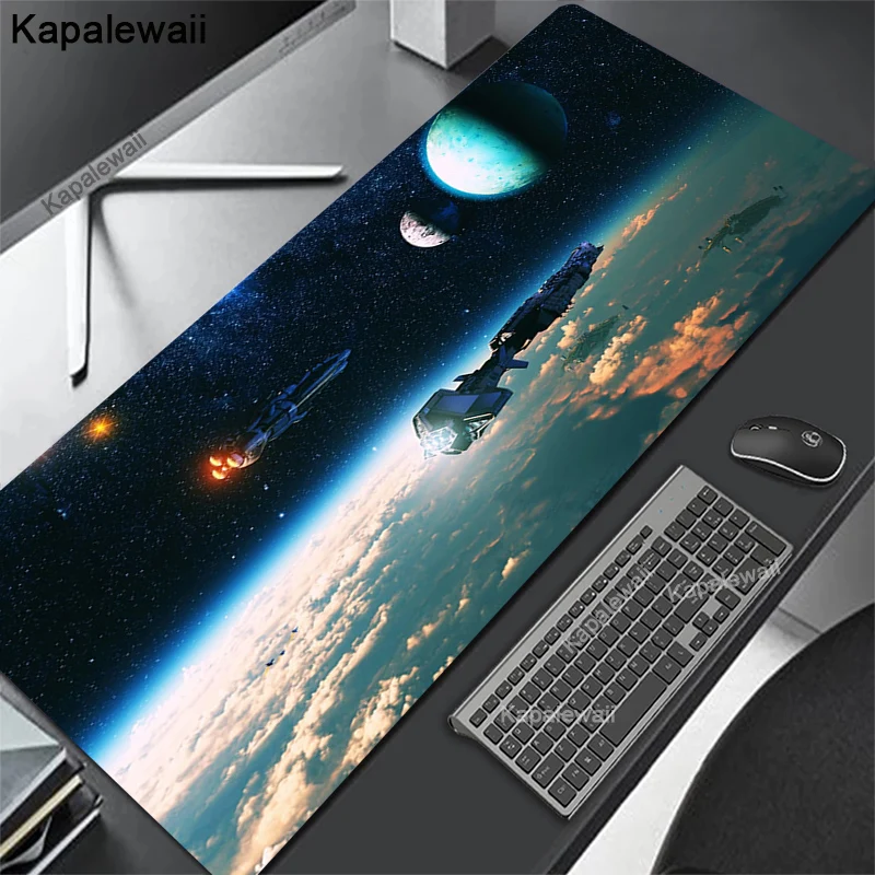 Spacecraft Cute Mouse Pad Space Large XXL Keyboard Deskpad Mouse Mat 100x55 Table Mats Home Carpet Rugs Desk Mat Office Mousepad