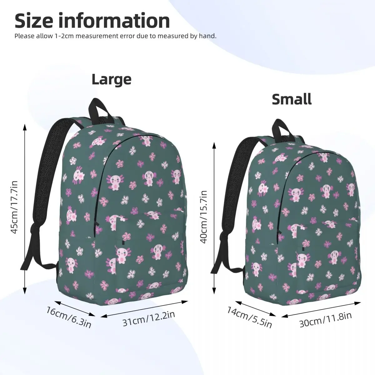 Axolotl mochila de animales marinos, bolsas de libros para estudiantes de secundaria primaria, bolsas de lona para adolescentes, regalo de día