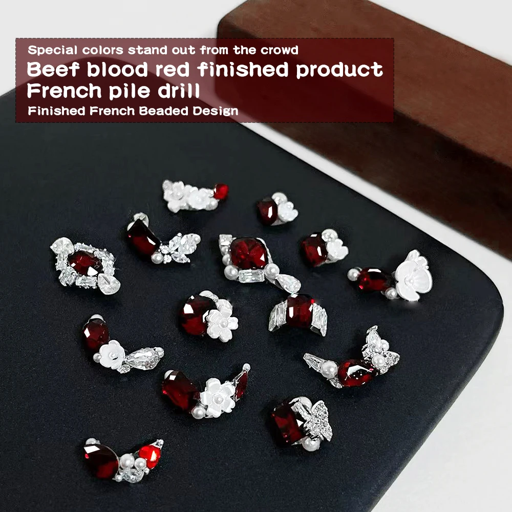 1 Stück 3D Rot Voll Strass Nagel Charms Multi-Förmigen Rubin Kristall Edelsteine Nail art Dekorationen Französisch Nagel Zubehör fertig