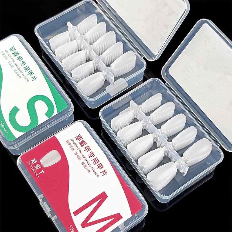 100 pz Premere sulle punte delle unghie Copertura completa Ultra-sottile Unghie finte Toppe e toppe Sistema di estensione delle unghie in gel Trasparente Unghie finte Accessori artistici