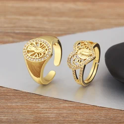 Nidin High Quality Religious Virgin Mary Round/Oval/Heart Shape Ring Adjustable For Women Men Vintage Finger Jewelry Accessories