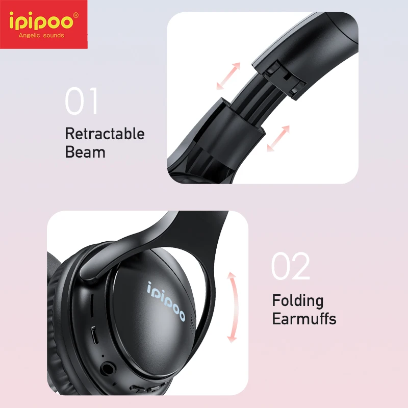 Headphone Nirkabel Bluetooth 5.4 Headset Over-Ear Audio Resolusi Tinggi 43dB Earphone Peredam Kebisingan Aktif Hibrida 60 Jam