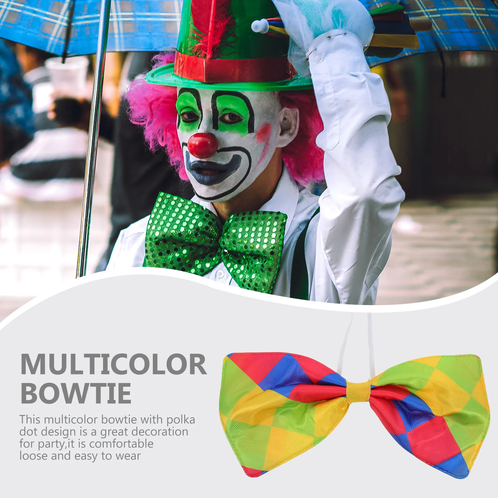 

2 шт., галстуки-бабочки клоуна, Jumbo, разноцветный бант, легкая одежда, маскарадный костюм клоуна, реквизит, необычные аксессуары для вечеринок