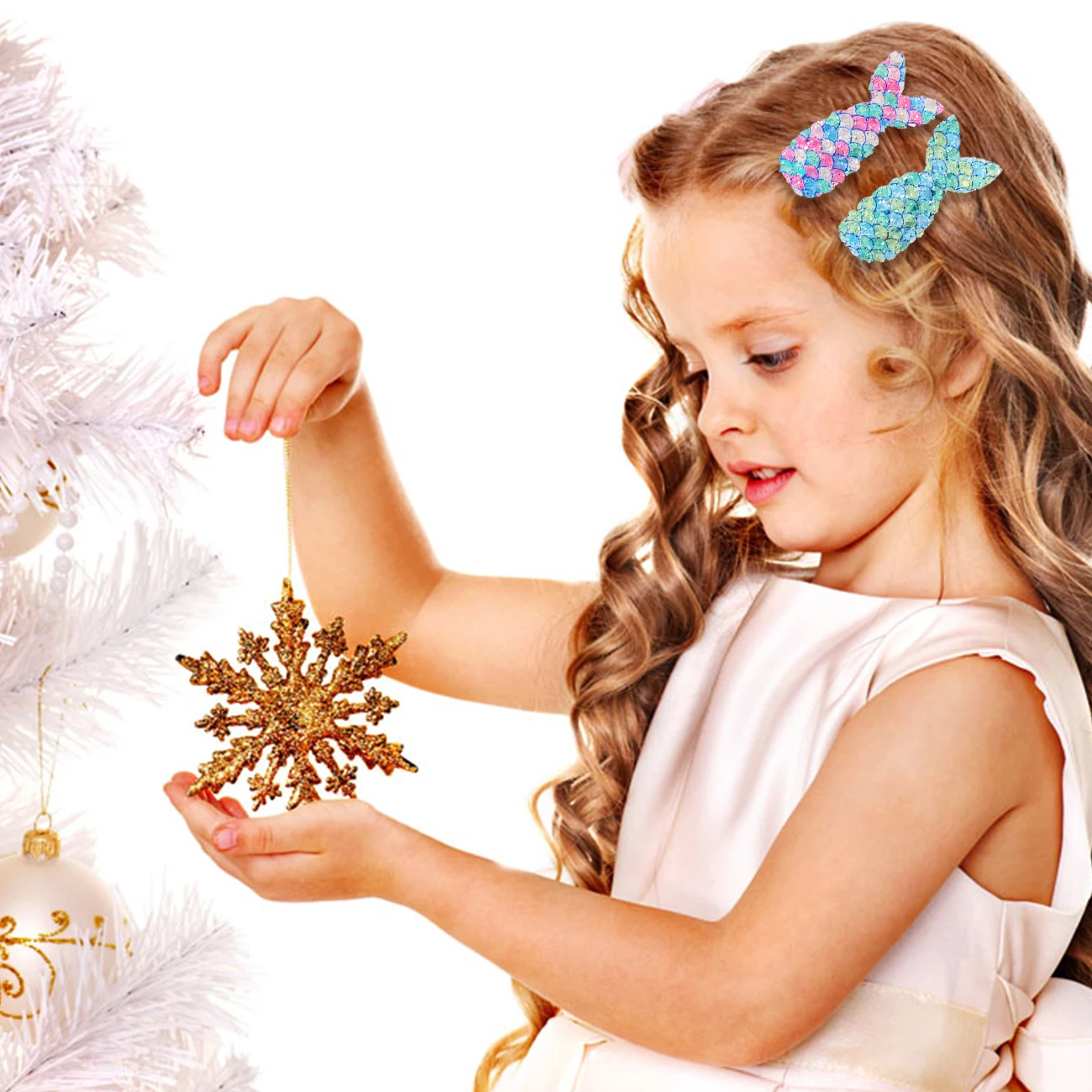 8 stücke Glitzer Meerjungfrau Haars pangen für Mädchen Prinzessin Haars pangen Metall Haarnadeln für Baby Kleinkinder Alligator Clips Haarschmuck – Detail 2