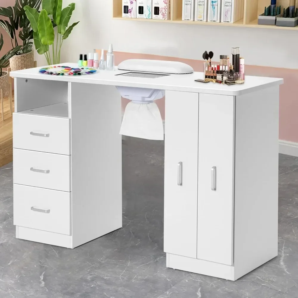

Manicure Table, Nail Table, Wooden Salon Spa Nail Table Station w/Cabinet, Drawers, Beauty Salon Equipment