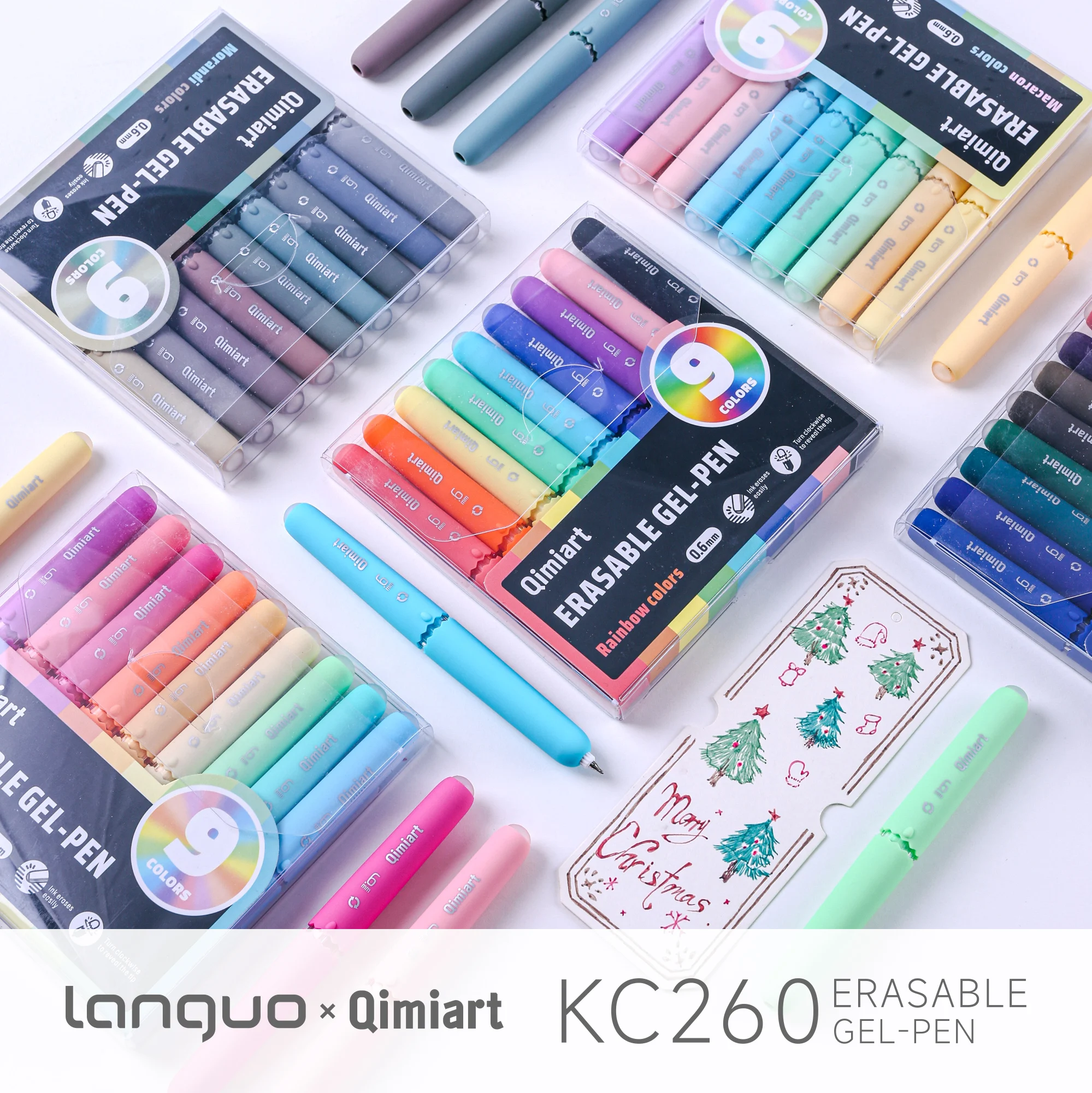 9 Colors/box LANGUO Multicolor Erasable Gel Pens 0.6mm Smooth Writing Rotary Retractable Erasable Pens School Office Supplies
