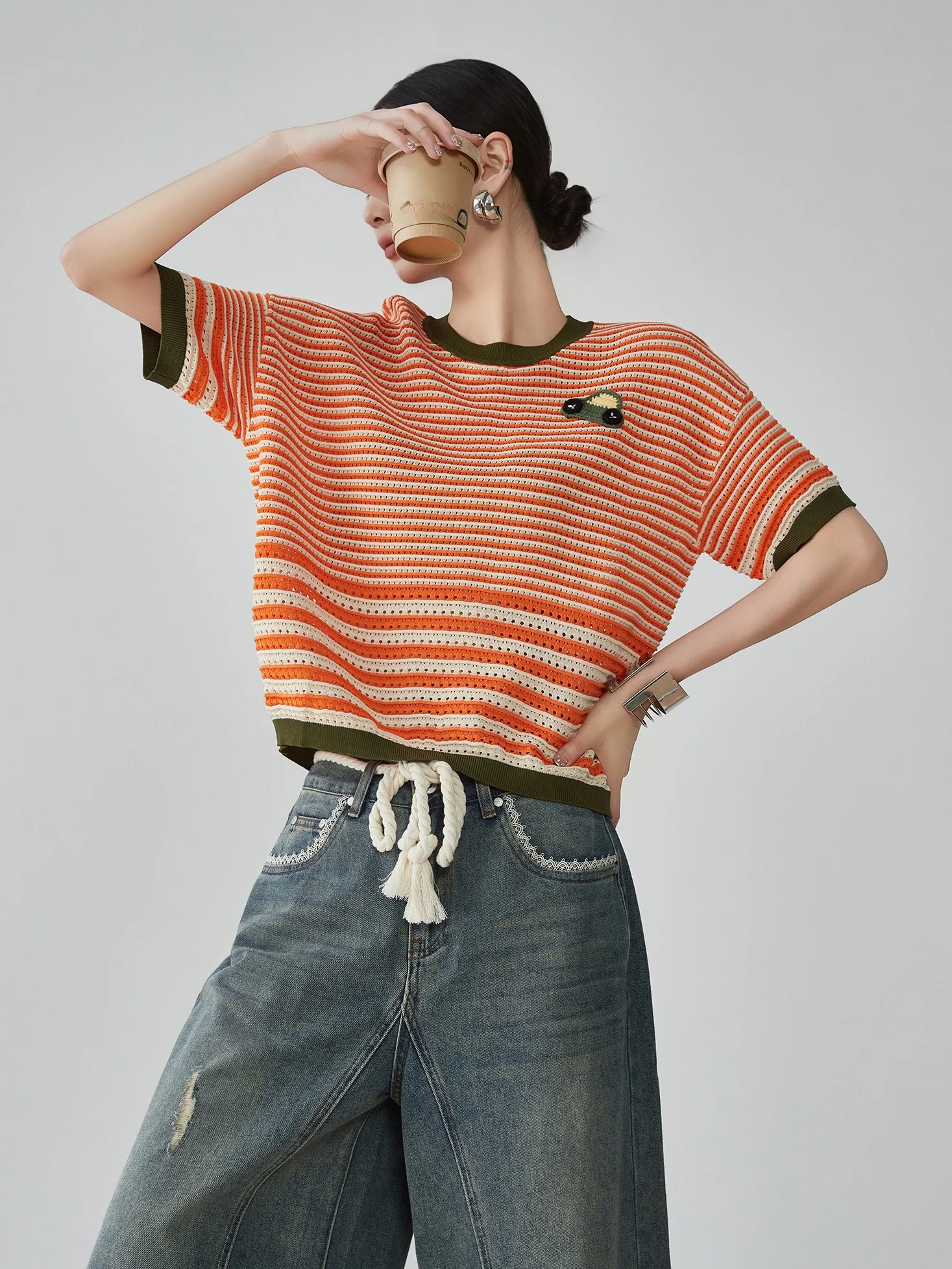 

Новый женский тонкий летний вязаный топ Dopne Color Blo с вырезами, уникальный, красивый, модный, для верхней части тела