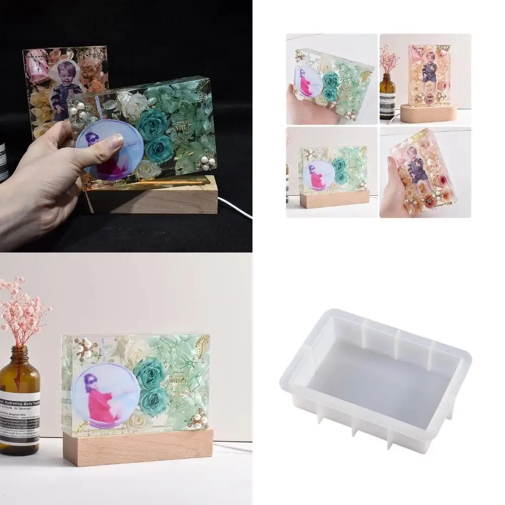 A52E Large Deep Epoxy Resin Molds for Flowers Preservation Rectangle Bookends Resin