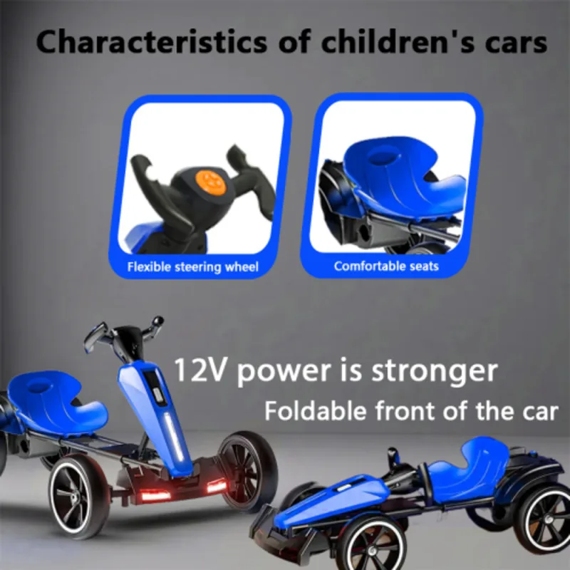 Carpeta de Pedal eléctrico de 12V para niños Go Kart paseo al aire libre en juguete asiento ajustable 4 ruedas antideslizantes de EVA