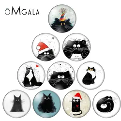 CartoonLovely  Black Cats Animals 10pcs 8mm/10mm/12mm/16mm/18mm/25mm Round photo glass cabochon demo flat back Making findings