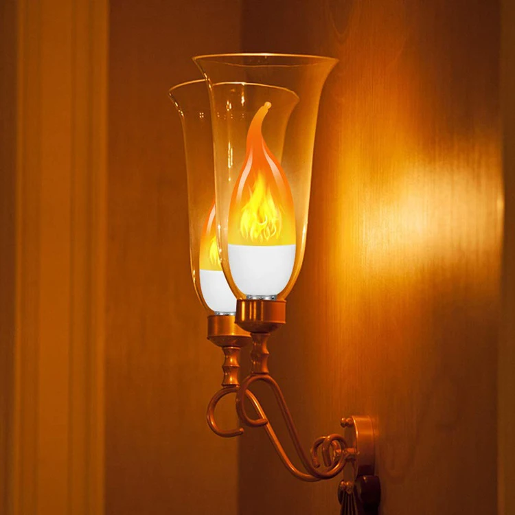 4PCS LED Fire Light Bulb Flame Flickering Effect Natural Decoration Atmosphere Lamp Holiday Christmas Decoration E14/E27