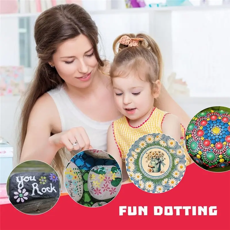 AEE2-Flower Floral Dotting Tools For Dot Painting, 20 Shapes Dotting Pens, Mandala Dot Art Tool For Rocks,Embosssing Tools