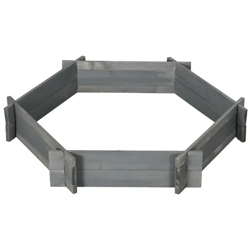 

39" x 36" Screwless Raised Garden Bed, Hexagon Planter Box for Outdoor Plants, Vegetables, Flowers, Herbs, Gray