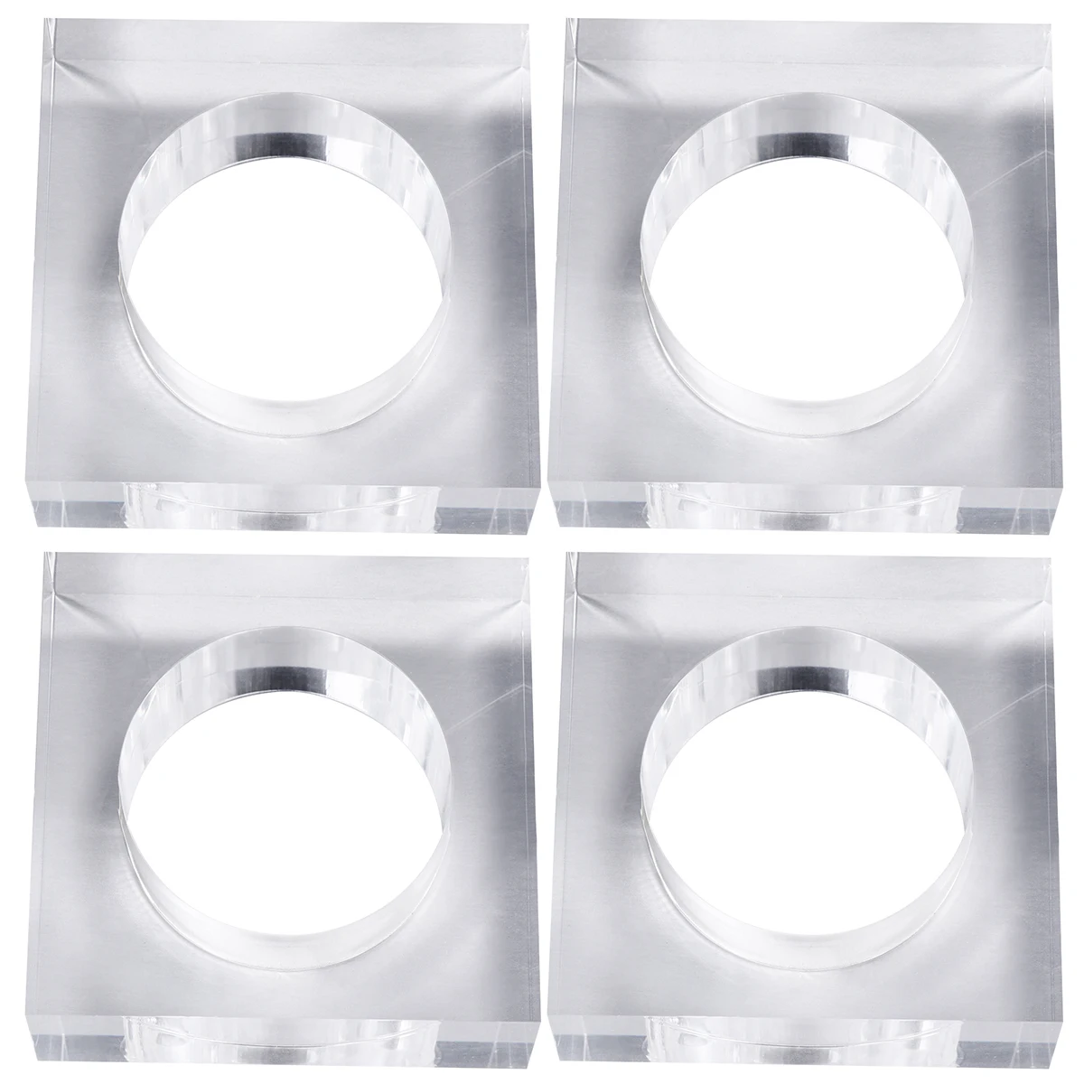 

4pcs Acrylic Square Napkin Rings Transparent Decorative Serviette Holders Wedding Party Dinner Table Banquet Decoration