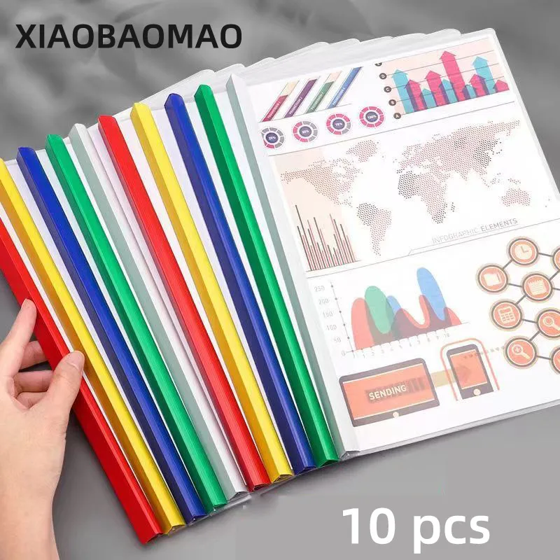 10PCS A4 File Cover Horizontal Color transparent Organizer Spine Report Cover Art Designs Drawing Paper Organizer Folders School