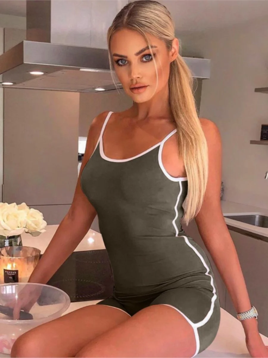 

Sexy Bal U-Ne Susp Jumpsuit Street Sle Mid-Waist Polyester ort-orts Print Casual Online Exclusive