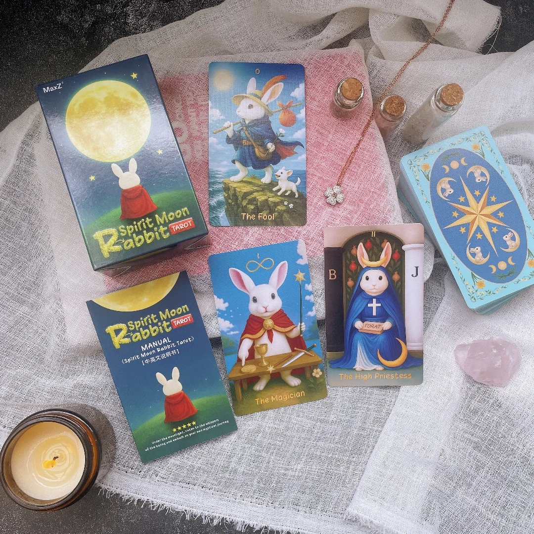 

New Original Authentic High Priestess Exclusive Spirit Moon Rabbit tarot Cards 12x7cm Oracle Rider Waite Luxury Professional
