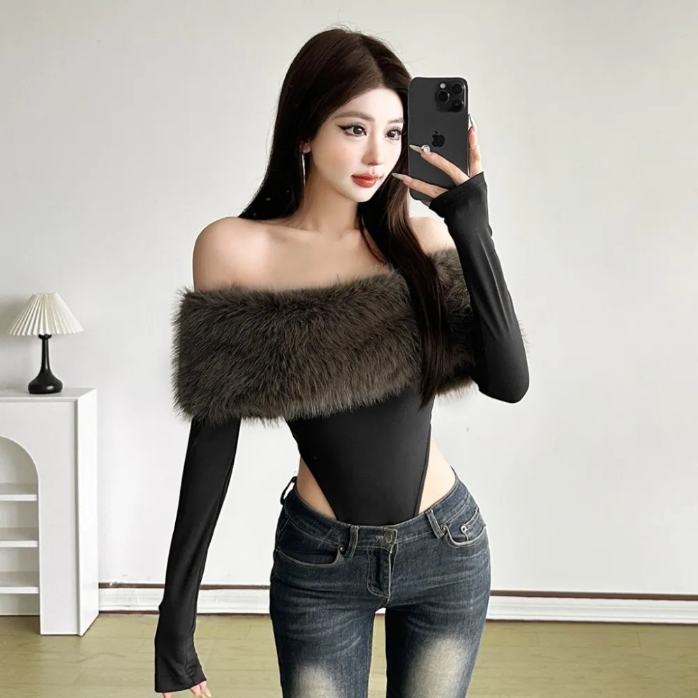 

Горячие девушки High Street BodyconСексуальные модные боди женские пушистые лоскутные шеи с открытой спиной и длинными рукавами узкие эластичные