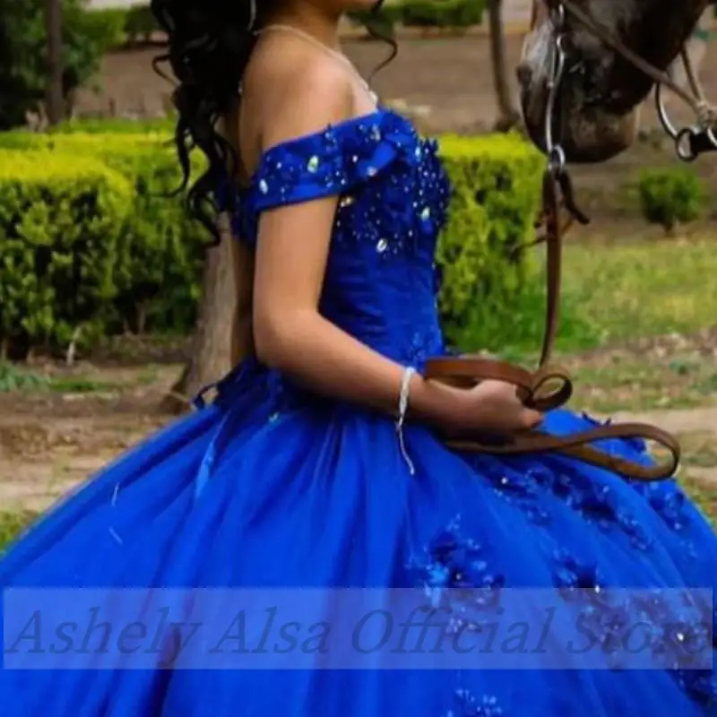 Customized Elegant Royal Blue Quinceanera Dresses Flower Sweet 14 16 Girl Prom Party vestidos de 15 años quinceañeras 2025 lujo