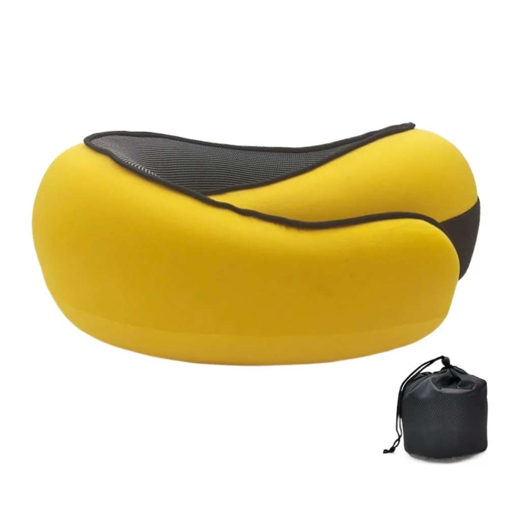 U-shaped Travel Neck Pillow Adjustable Supports Head Neck and Chin Memory Foam Pillow Soft with Drawstring Bag