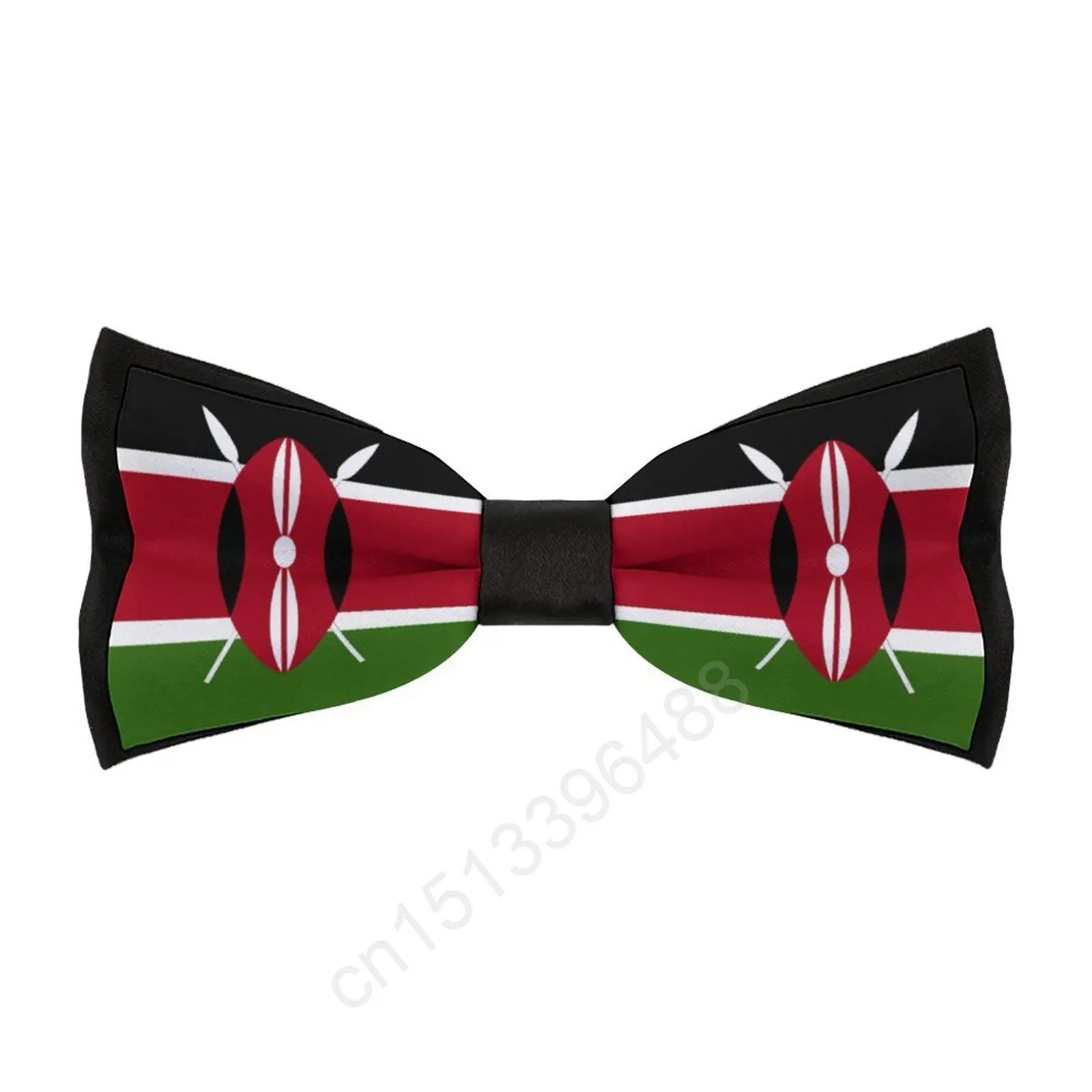 New Polyester Kenya Flag Bowtie for Men Fashion Casual Men's Bow Ties Cravat Neckwear For Wedding Party Suits Tie