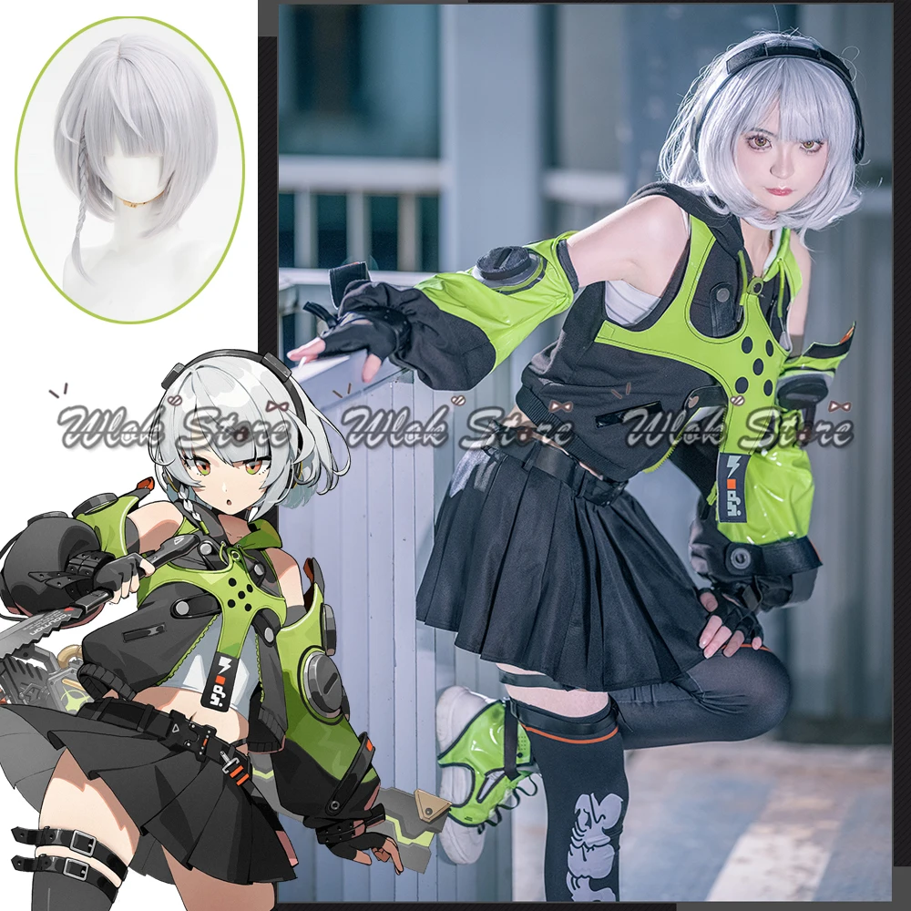 Game Zenless Zone Zero Anby Demara Cosplay Costume Full Set Uniform with Headphone Socks Women Halloween Party Outfits Wigs