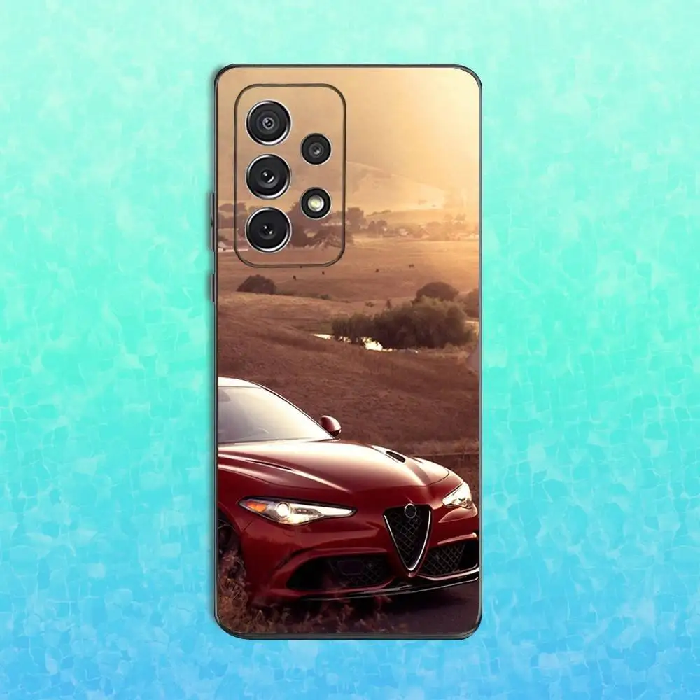 حافظة هاتف رائعة من A-Alfas R-Romeo لهاتف سامسونج S25، S24، S23، S22، S21، S20، S10، Ultra، Plus، Lite، FE، غطاء أسود من السيليكون الناعم