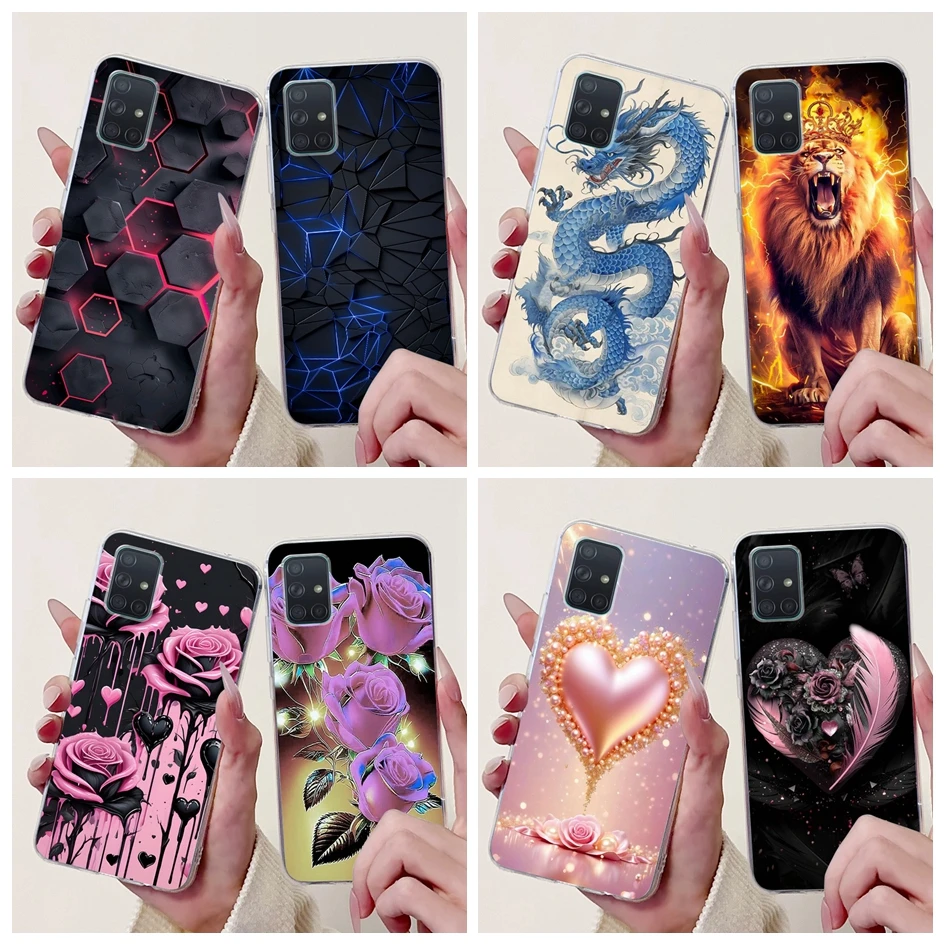 For Samsung Galaxy A51 4G 5G Case SM-A515F SM-A516B Cover Cool Dragon Lion Marble Soft Silicone Phone Case For Samsung A71 Funda