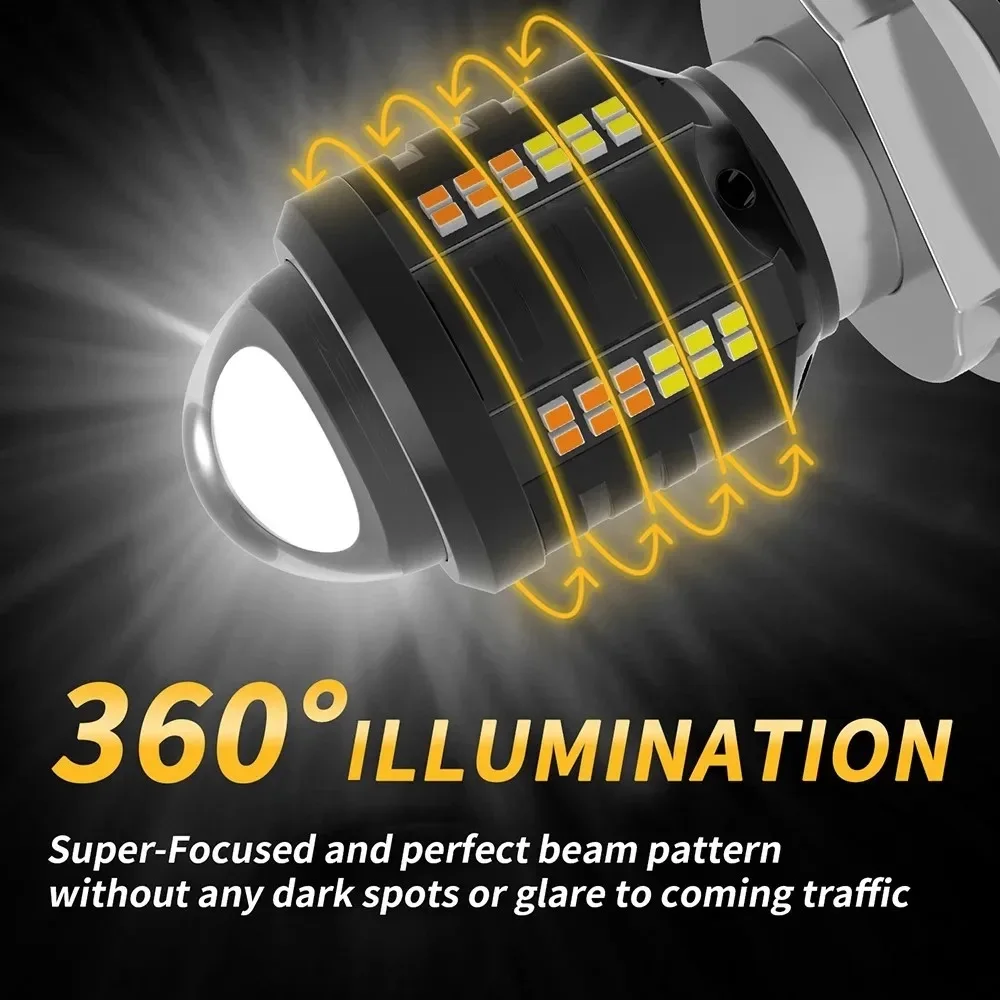 H4 BA20D Dual Color Switchable Motorcycle Headlight, LED Bulb White/Yellow for All-Weather Riding, Fits H6 P15D