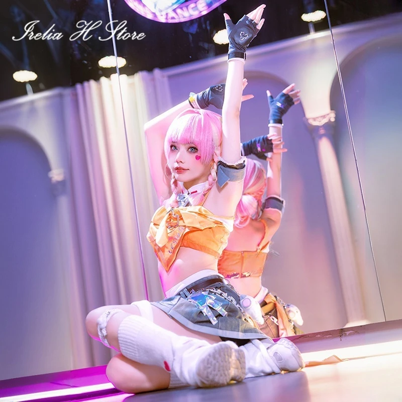 Irelia H Anime OW Mercy 코스프레 의상 걸 그룹 Mercy Angela Ziegler K-pop 탑 스커트 슈트 여성 할로윈 의상