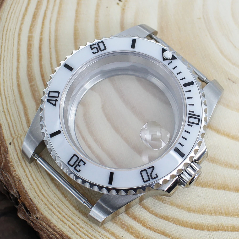 

40mm Nh35 Case For Seiko NH34 NH35 NH36 NH70 Miyota 8215 ETA 2824 PT5000 Movement Silver Watch SUB Case Ceramic Bezel Sapphire