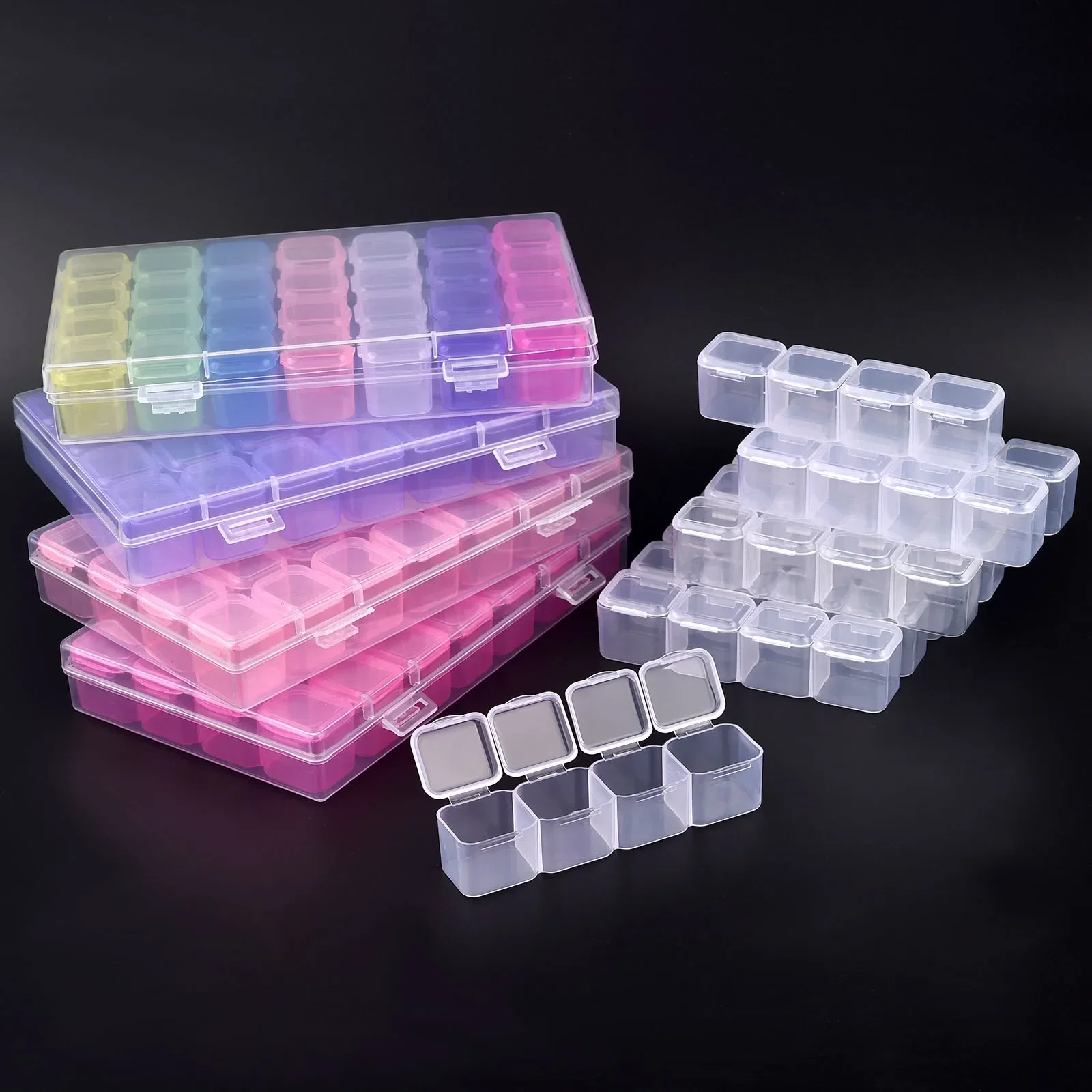 56/28 Grids Jewelry Accessories DIY Making Adjustable Plastic Storage Box Independent Grid Rhinestones Seal Nail Beads Organizer