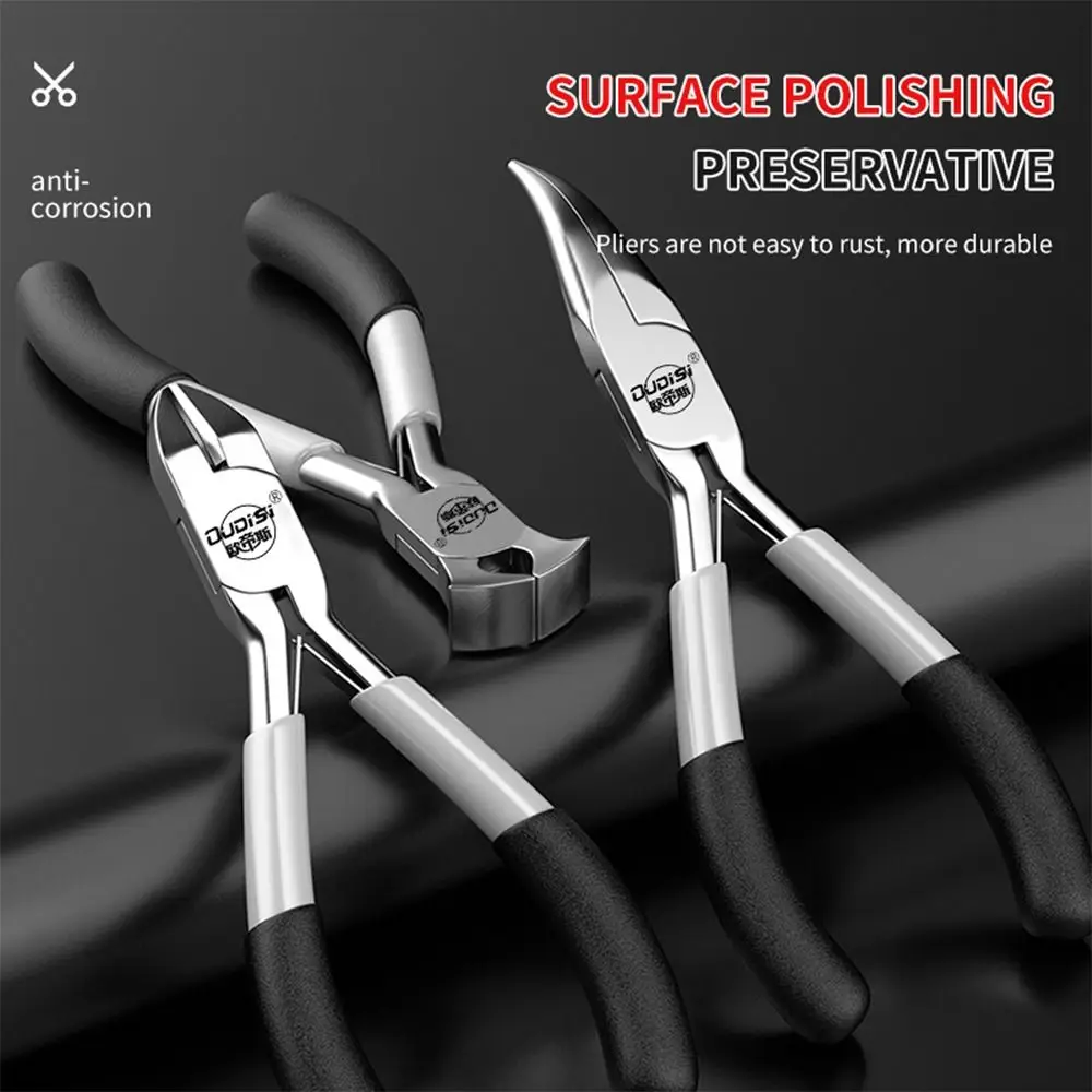 1Pcs Needle Nose Pliers Jewelry Making Plier Round Bent Diagonal Mini Pliers 5 Inch Handcraft Beading Insulated