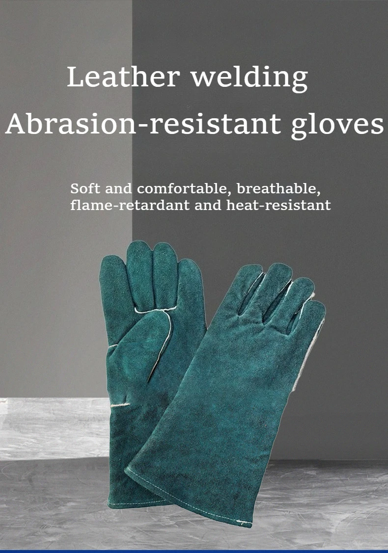 

35 см. Износостойкие перчатки для сварки из воловьей кожи, устойчивые к ожогам, теплоизолированные перчатки для защиты труда, кожаные перчатки для защиты сварщика.
