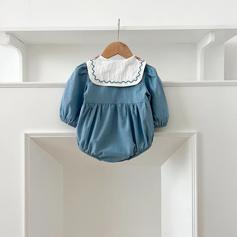 2026 ربيع جديد 0-24 متر الوليد طفلة ارتداءها طويلة الأكمام التلبيب التطريز رومبير القطن طفلة بذلة ملابس الأطفال