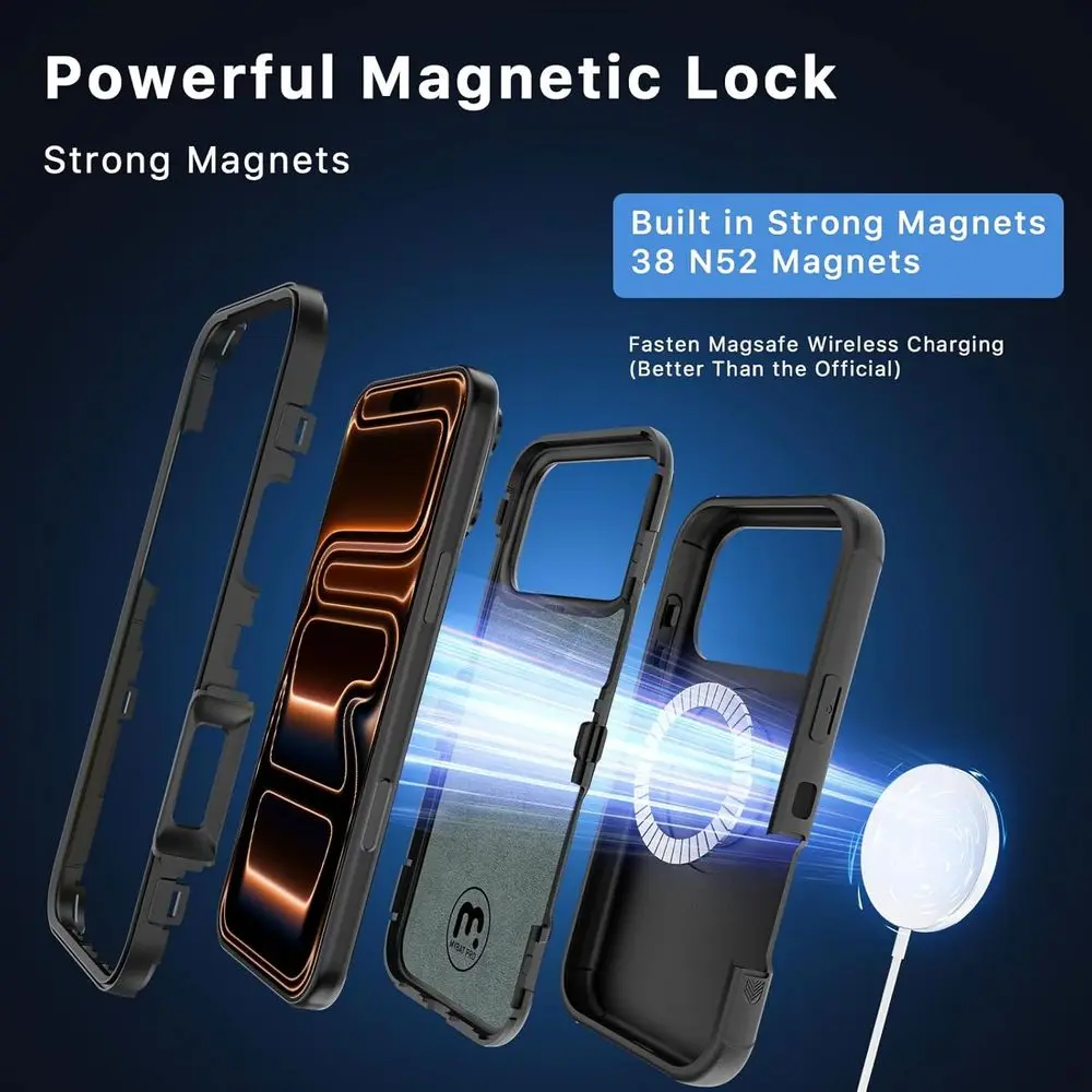for iPhone 17 Pro Case, Maverick Series Case with Belt Clip Holster,[Compatible with Magsafe] w/Screen Protector,Anti-Drop,Shock