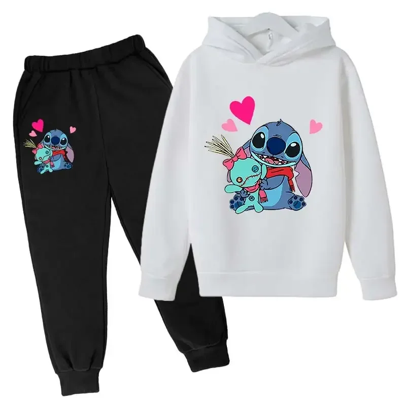 Children Boys Girls Stitch Hoodies Pants Set Boys Girls Stitch Sweatshirts Hooded Kids Fashion Stitch Pullovers Clothes Suit